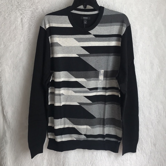 Alfani Mens Sweater Black Size Small Pullover Crew Geometric Pattern $75 - Picture 6 of 14